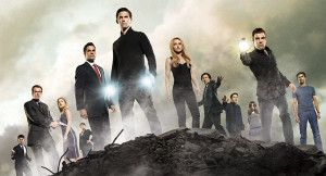 From Left: Ando, Noah (HRG) Bennet, Niki/Jessica Sanders, Angela Petrelli, Nathan Petrelli, Peter Petrelli, Claire Bennet, Hiro, Matt Parkman, Maya, Sylar, and Dr. Mohinder Suresh.